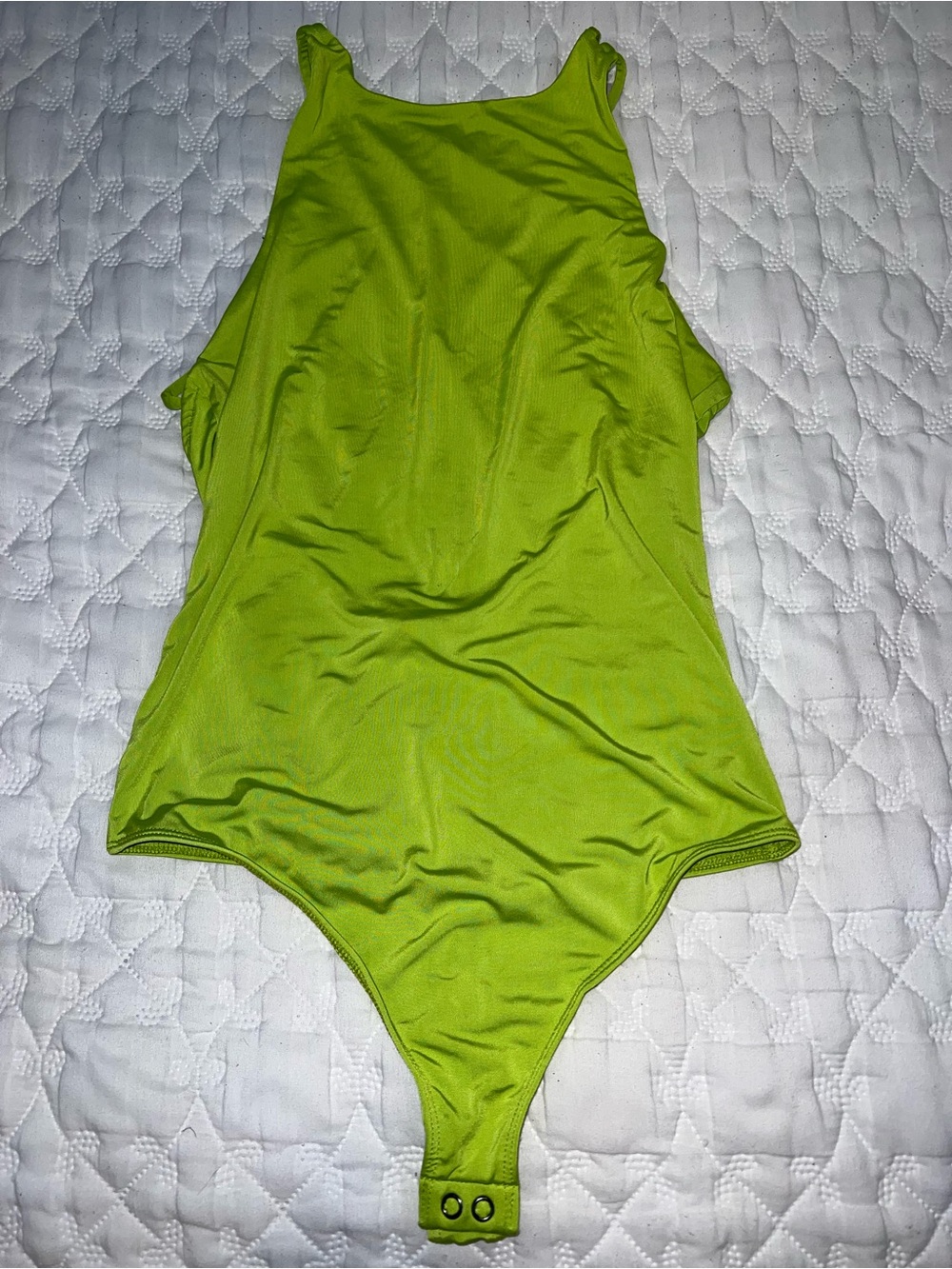 Express Lime Green High Neck Strappy Back Bodysuit